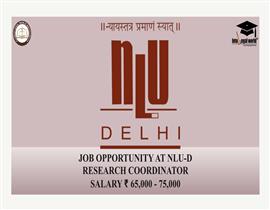 Job Opportunity at NLU-D for the Post of Research Program Coordinator 