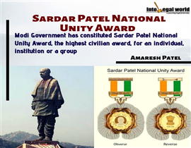 Sardar Patel National Unity Award for Outstanding Contribution for the Unity of the Nation