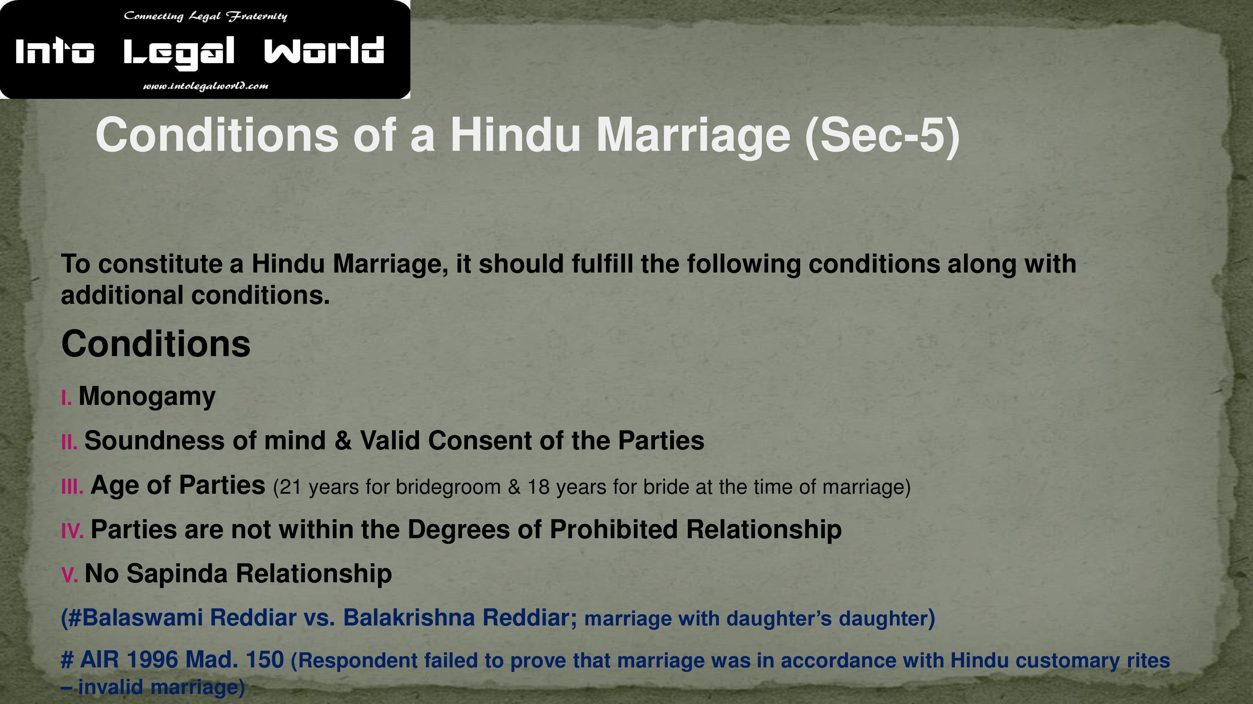 conditions of hindu marriage